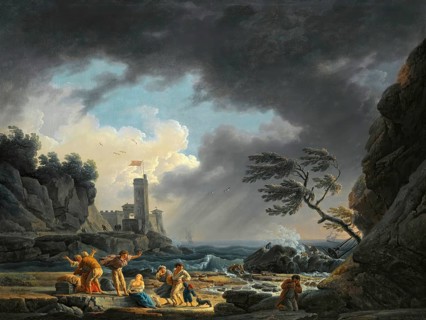 Claude Joseph Vernet (14 August 1714 - 3 December 1789), French painter, here his work, A Stormy