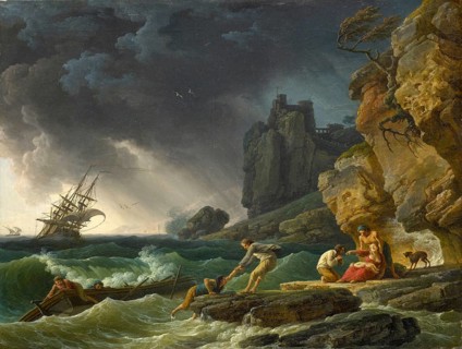 Claude Joseph Vernet (14 August 1714 - 3 December 1789), French painter, here his work, Stormy seas