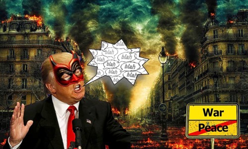 Symbolic image, Mephisto Trump as peacemaker, Nobel Peace Prize demands, erratic peace talk,