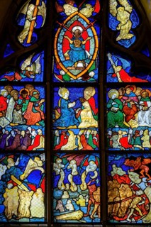 Stained glass window, Ulm Minster, Ulm, Baden-Württemberg, Germany