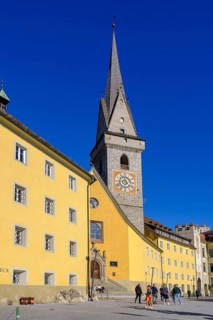 Klostereck, Stadtgasse with Ursuline Church, Bruneck, Pustertal, South Tyrol, Italy