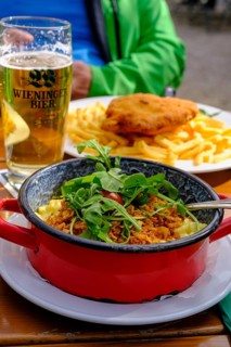Kässpatzn, Food, Klosterwirt, Höglwörth, Höglwörther See, Rupertiwinkl, Upper Bavaria, Bavaria,