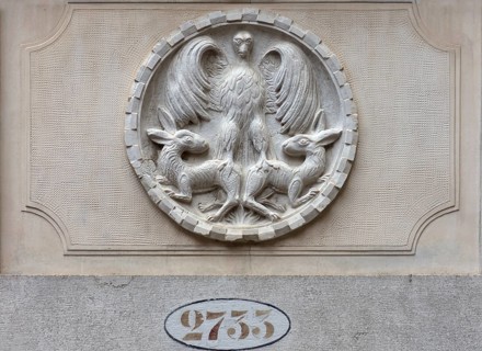 Relief with eagle and two hares, Venice, Veneto, Italy