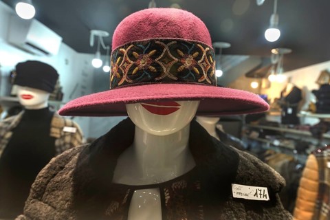 Lady's hat in a shop window, Venice, Veneto, Italy