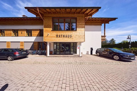 Town hall, commercial buildings, alpine buildings, modern architecture, building material wood,