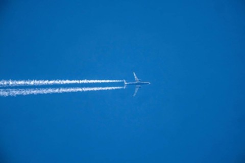 Airplane, with contrails