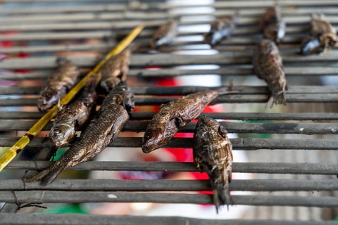 Mising tribal people preparing traditional food during Ali-Aye-Ligang festival in Guwahati, Assam,