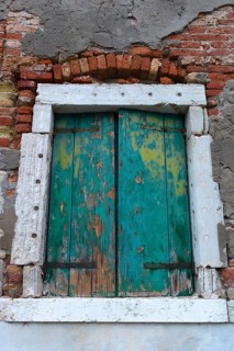 Dilapidated window façade in the old town, Venice, Veneto, Italy