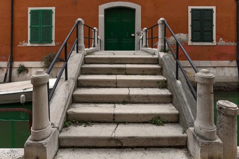 Private access bridge to a residential building in Venice, Veneto, Italy