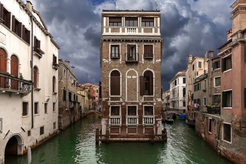 Historic Palazzo Tetta surrounded by canals, Venice, Veneto, Italy