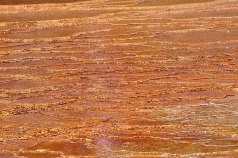 Close-up of an orange geological texture from volcanic deposits, Yellowstone National Park,