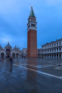 Empty St. Mark's Square with arcades of the Old Procuration, 16th century and St. Mark's Basilica