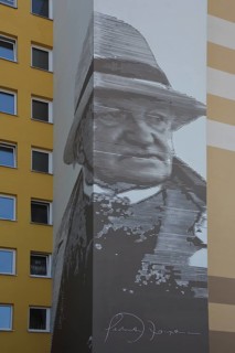 Mural Gerhart Hauptmann by Thomas Stolz 2018 playwright, writer, graffiti, street art, black and