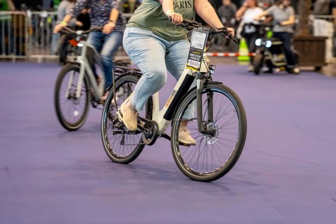 Test drives of new bikes at the public exhibition Fahrrad Essen, in the halls of Messe Essen,