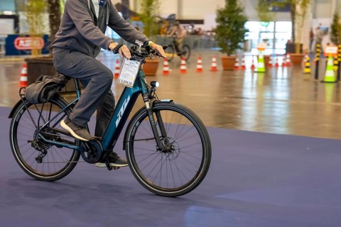 Test drives of new bikes at the public exhibition Fahrrad Essen, in the halls of Messe Essen,