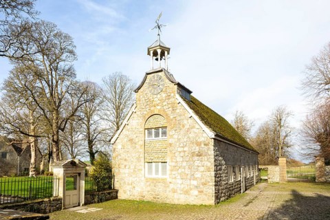 Gable end of former stables housing Alexander Keiller archaeology museum, Avebury, Wiltshire,