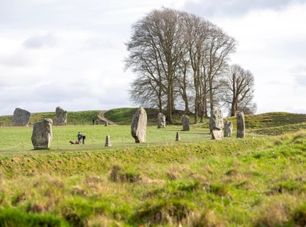 Standing stones of prehistoric henge and stone circle, Avebury, Wiltshire, England, UK