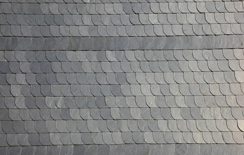 Slate tiles on a house, typical of Rudolstadt, Saalfeld-Rudolstadt district, Thuringia, Germany