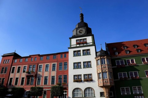 Town Hall on the Market Square, Rudolstadt, Saalfeld-Rudolstadt District, Thuringia, Germany