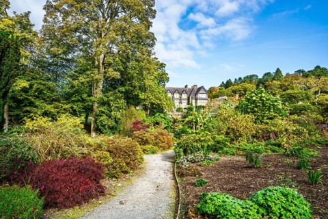 The color of autumn in Bodnant House and Garden, Conwy River, Colwyn Bay, Conwy, Wales, United