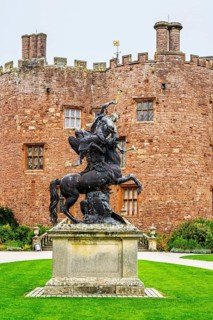 Autumn colors over Powis Castle and Garden, Welshpool, Powys, Wales, UK