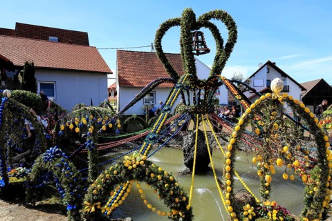 Easter fountain in Bieberbach, supposedly the largest Easter fountain in the world, Egloffstein