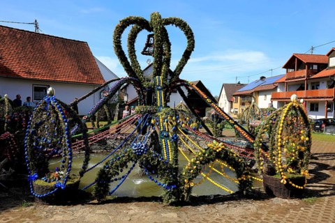 Easter fountain in Bieberbach, supposedly the largest Easter fountain in the world, Egloffstein
