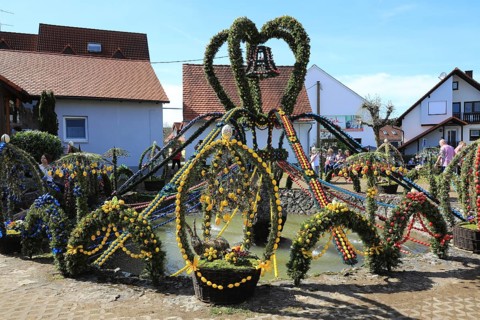 Easter fountain in Bieberbach, supposedly the largest Easter fountain in the world, Egloffstein