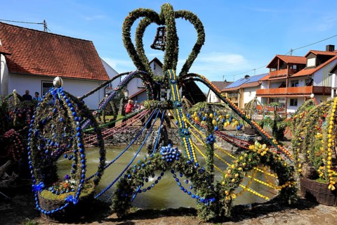 Easter fountain in Bieberbach, supposedly the largest Easter fountain in the world, Egloffstein