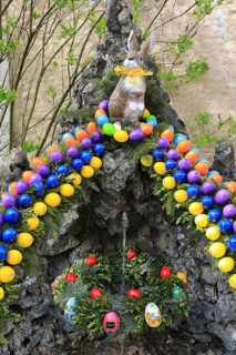 Easter fountain in Franconian Switzerland, Bamberg district, Upper Franconia, Bavaria, Germany,