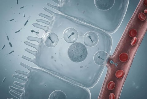 High-resolution visualisation of transcytosis: bacteriophages (viruses) naturally pass through the