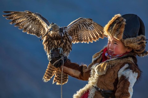 Bayan-Ölgii, Mongolia. The berkutchi are traditional eagle hunters who train Golden Eagle to hunt