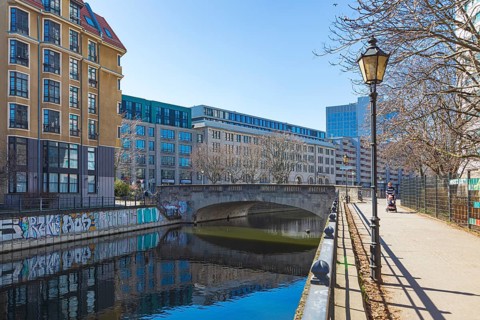 Friedrichsgracht on Fischerinsel in Berlin, Germany