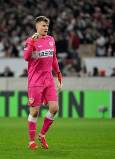 Goalkeeper Alexander Nübel VfB Stuttgart (33) Cheering Football UEFA Europa League, MHPArena, MHP