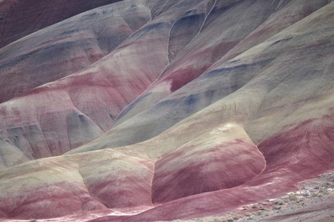 Abstract patterns in red and beige colored rocks, John Day Fossil Beds National Monument, Painted
