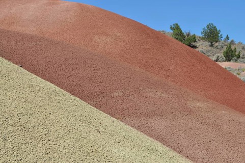 Close-up of multicolor hills with plants, John Day Fossil Beds National Monument, Painted Hills