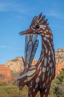 Sedona, Arizona - A 15-foot-tall sculpture of a roadrunner in a roundabout on state route 179. The