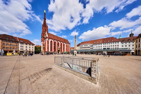 Marienkapelle, chapel, obelisk fountain, obelisk, mussel limestone, access to the underground car