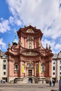 Neumünster church, baroque style, general architecture, pedestrian zone, city center, blue sky,