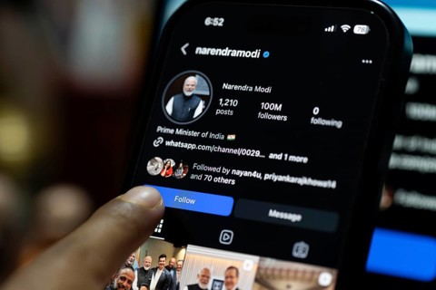 In this photo illustration, a smartphone screen displaying the official Instagram profile of Indian