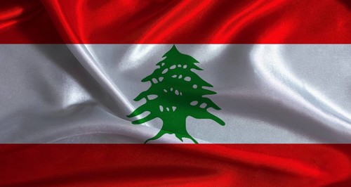 National flag of Lebanon with cloth texture. Lebanon flag with realistic texture background