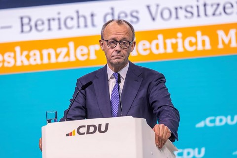 38th Federal Party Congress of the CDU of Germany in Stuttgart. Federal Chancellor Friedrich Merz
