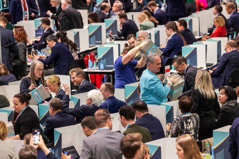 38th Federal Party Congress of the CDU of Germany in Stuttgart. Reelection of party leader