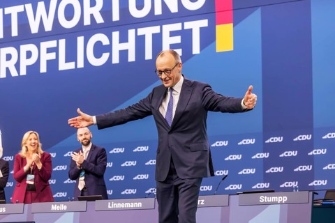 38th Federal Party Congress of the CDU of Germany in Stuttgart. Long applause for Federal