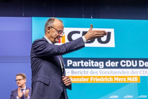 38th Federal Party Congress of the CDU of Germany in Stuttgart. Long applause for Federal