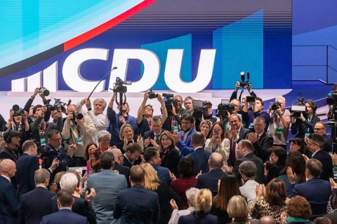 38th Federal Party Congress of the CDU of Germany in Stuttgart. Reelection of party leader