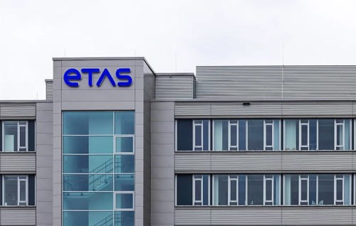 ETAS company building in Feuerbach. Façade with company logo. ETAS GmbH (Empowering Tomorrow's