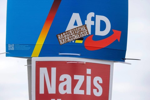 2026 state election in Baden-Württemberg. Election advertising in the city center of Stuttgart.