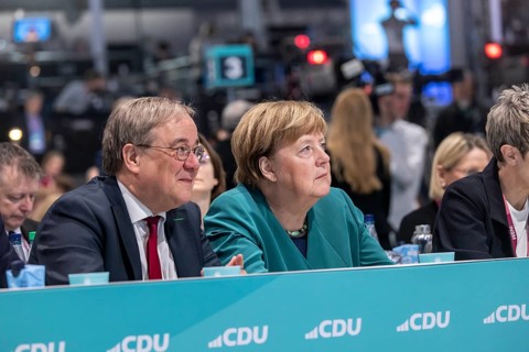 38th Federal Party Congress of the CDU of Germany in Stuttgart. Armin Laschet and Angela Merkel.
