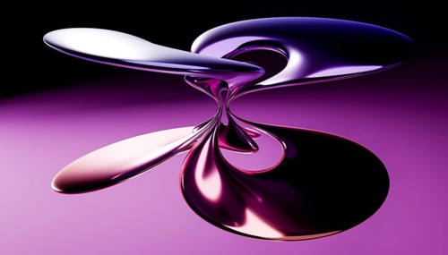 An intriguing 3D-rendered image featuring abstract liquid shapes intertwined, highlighted by a